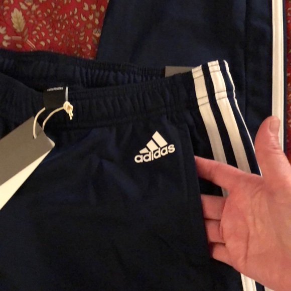 Navy white Adidas sweat pants normal length - Picture 4 of 5
